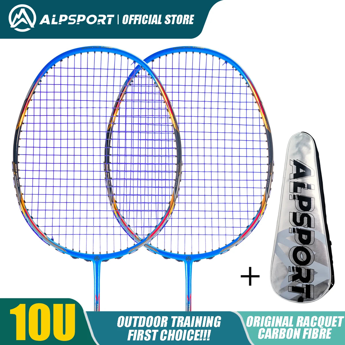 Alpsport AIR 10U Badminton Racket 52g Ultralight, HM Carbon Fiber & Titanium, 28lbs Fast Rebound for Pro Players