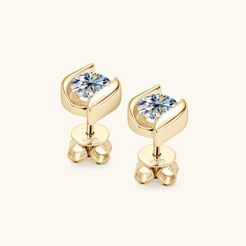 Sterling Silver 925 Real Moissanite Jewelry Set for Women 2.0ctw D Color Lab Diamond Stud Earrings Pendant Necklace Sets Gift