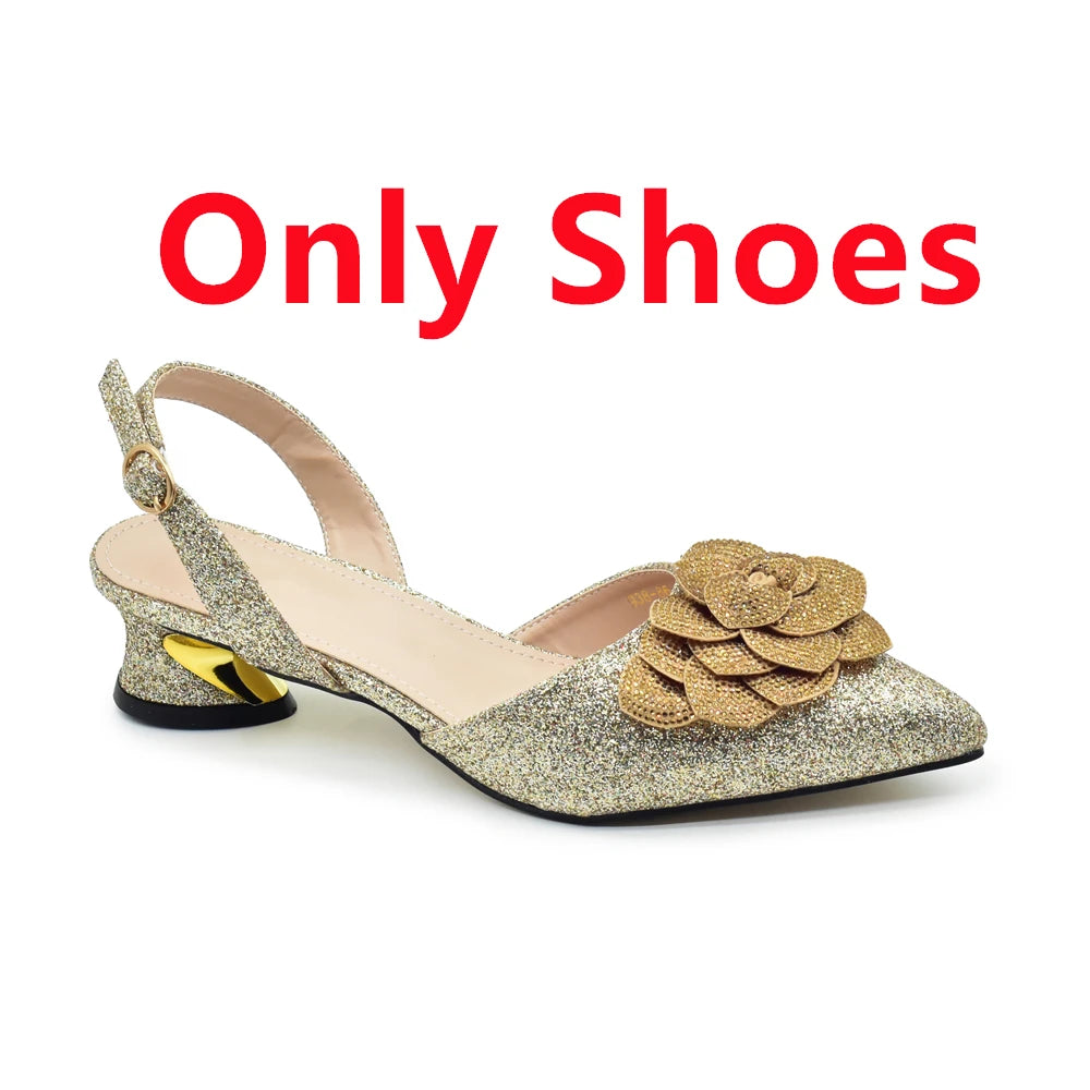 Ladies Shoe and Bag Set Latest Designers Luxury Italian Party Shoes and Bag Set for Women Rhinestone Wedding Bride Shoes Woman