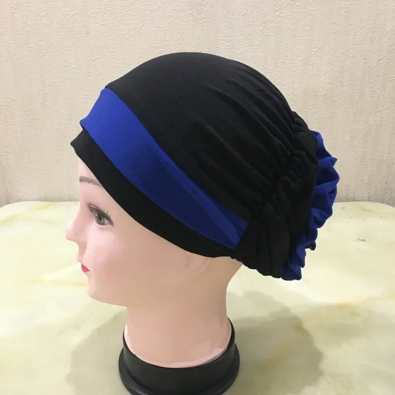 Casual Headdress Big Flower Headscarf Muslim Woman Hair Loss Cap Islamic Baotou Chemo Hat Color Matching Hats Headwear