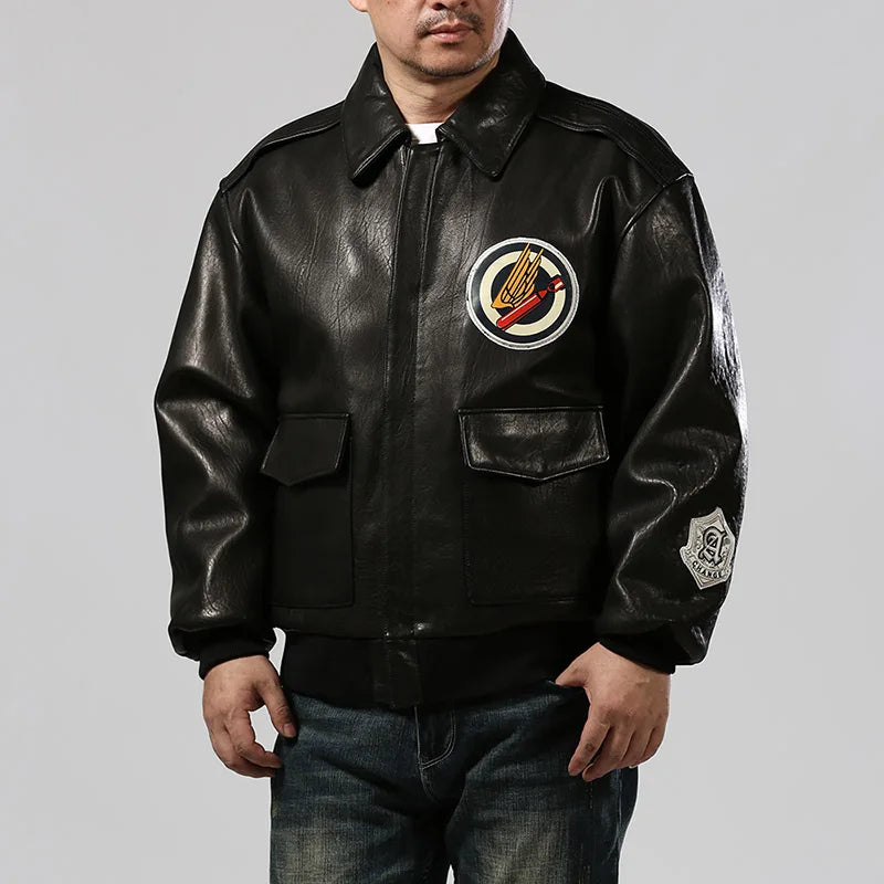 Wildfire 845 Bomber Pilot Clothing Genuine Leather Jacket Men's US Size Italian Sheepskin Foam Leather Flight Suit fur clothings