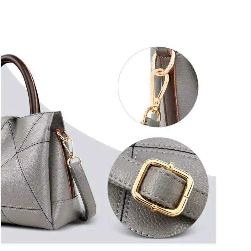 MOTAORA Premium Leather Women's Crossbody Handbag - Designer Luxury Patchwork Bag for Mature Moms