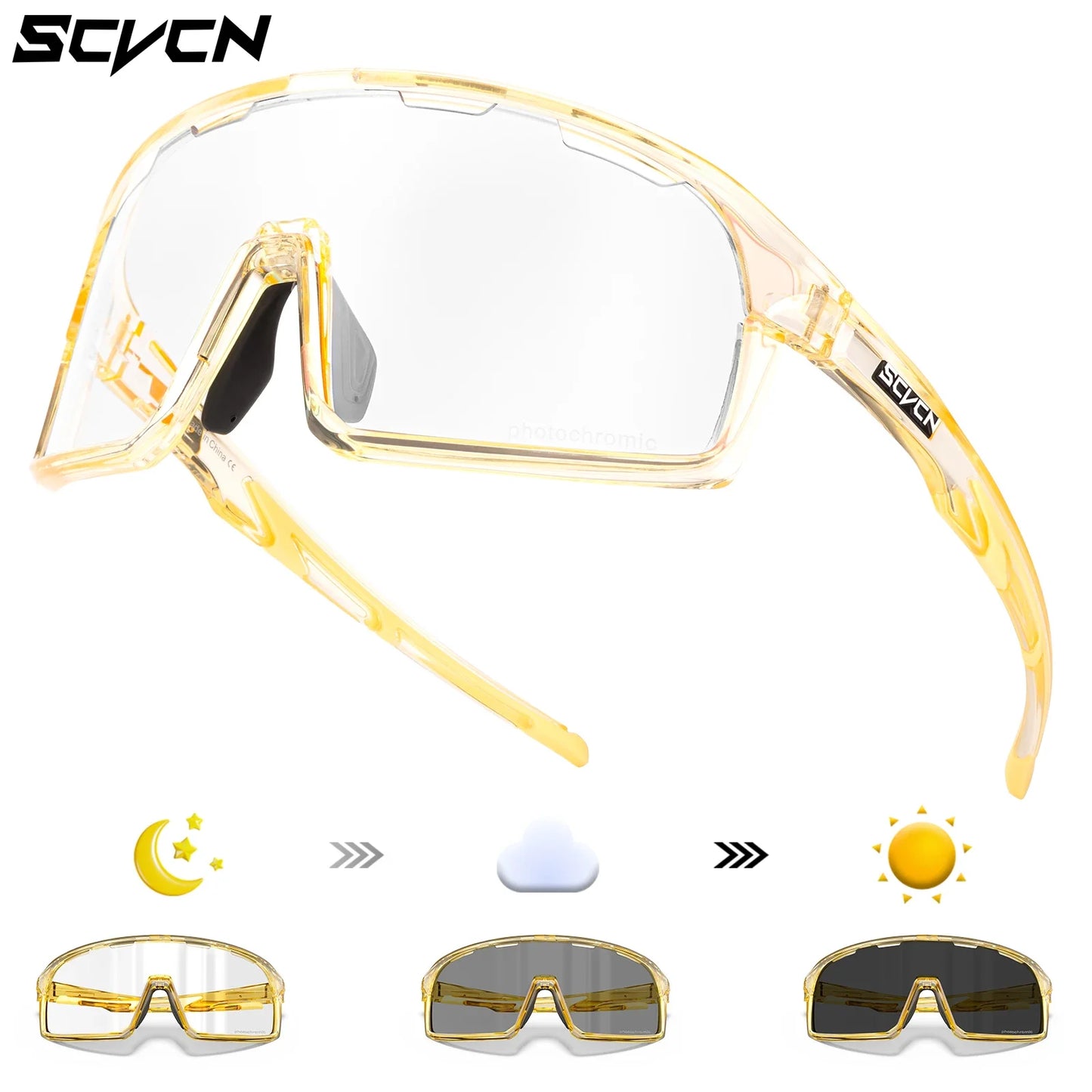 Scvcn Red Photochromic Sunglasses Cycling Blue Outdoor Sports Bike Glasses Man MTB Fishing Glasses Eyewear Bicycle Goggles UV400