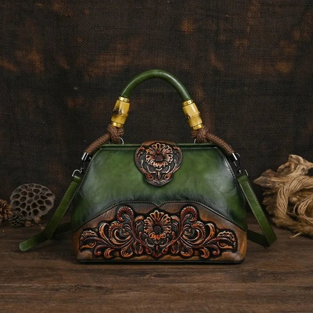 MOTAORA Handmade Luxury Handbags For Women Leather Shoulder Bags 2025 New Vintage Carved Ladies Hand Bags Designer Luxury Bag