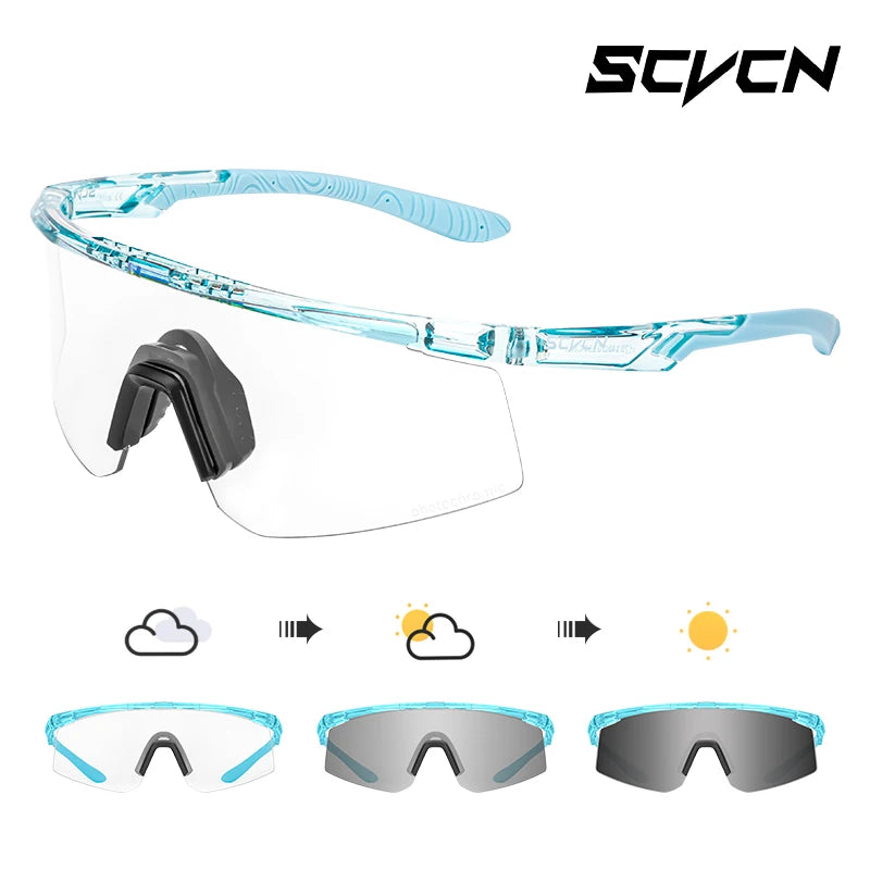SCVCN Photochromic Sunglasses UV400 Cycling Glasses Bicycle Glasses Sports Men's MTB Road Bike Eyewear Protection Goggles UV400