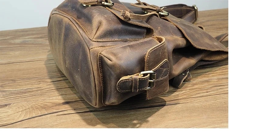 Crazy Horse Leather Shoulder Bag Retro Handmade Ladies Backpack Shoulder Diagonal Travel College School Bags For Teenage Girls