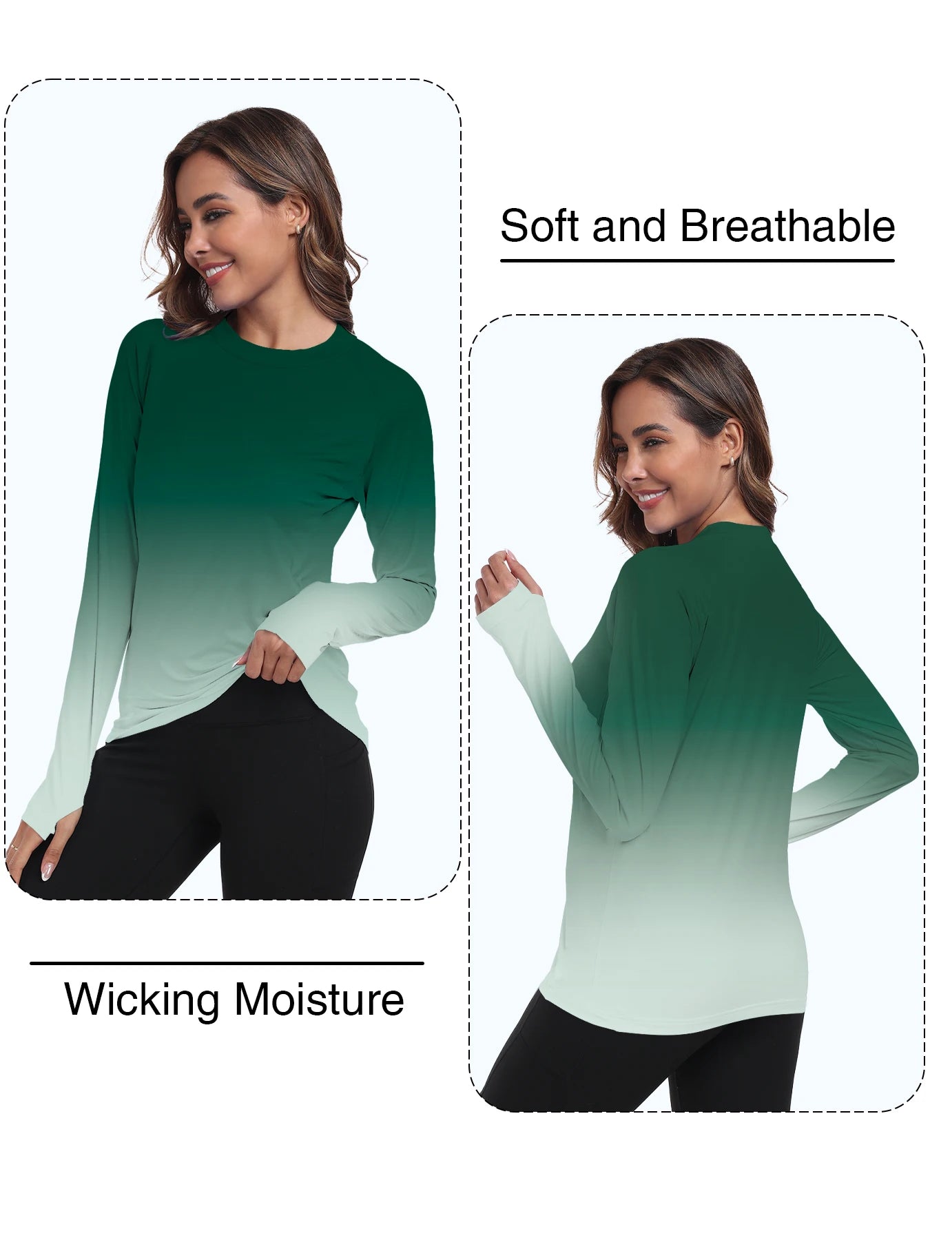 Women's UPF 50+ Sun Shirts Long Sleeve UV Protection Rash Guard Lightweight Quick Dry SPF Hiking Tops Outdoor