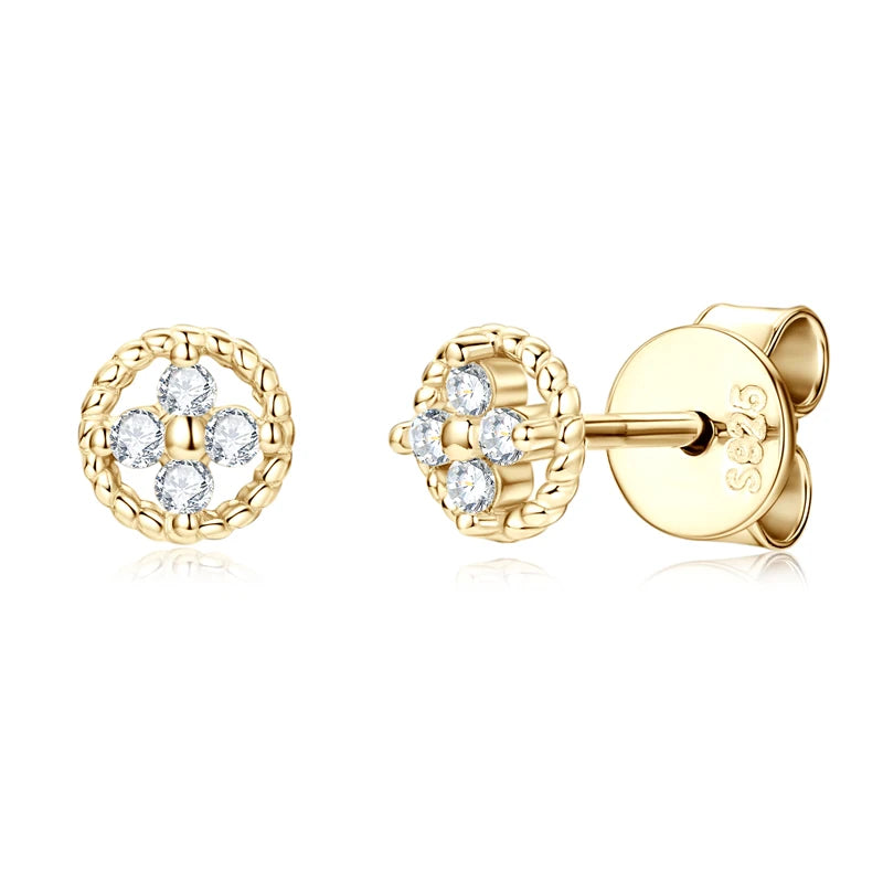 Lnngy Certified GRA Four Leaf Clover Moissanite Necklace Stud Earring Jewelry Set For Women 925 Sterling Silver Pendant Necklace