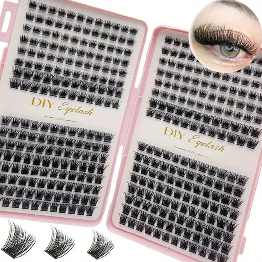Eyelash Extension Kit - Individual set eyelashes, D-roll, multiple lengths, odorless, easy to apply for home makeup books