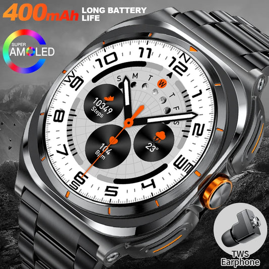 LIGE New Smart Watch With 2 in 1 TWS Wireless Headset Bluetooth Call 1.53" AMOLED Screen 400mAh IP67 Waterproof Sport Smartwatch