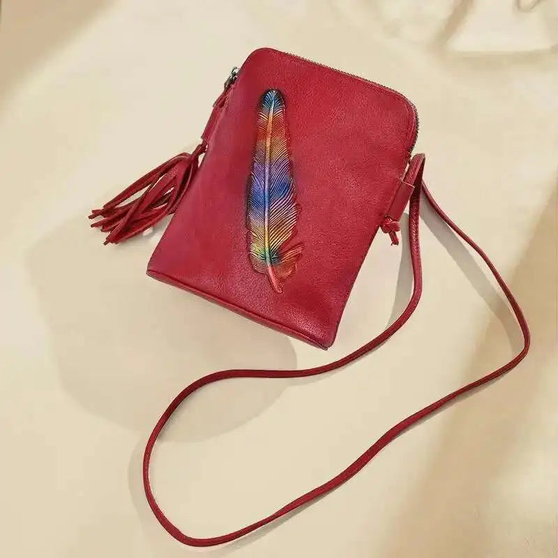 MOTAORA Women's Leather Crossbody Bag Retro Genuine Cowhide Phone Purse Small Soft Shoulder Bag Versatile Mobile Pouch 2025 NEW