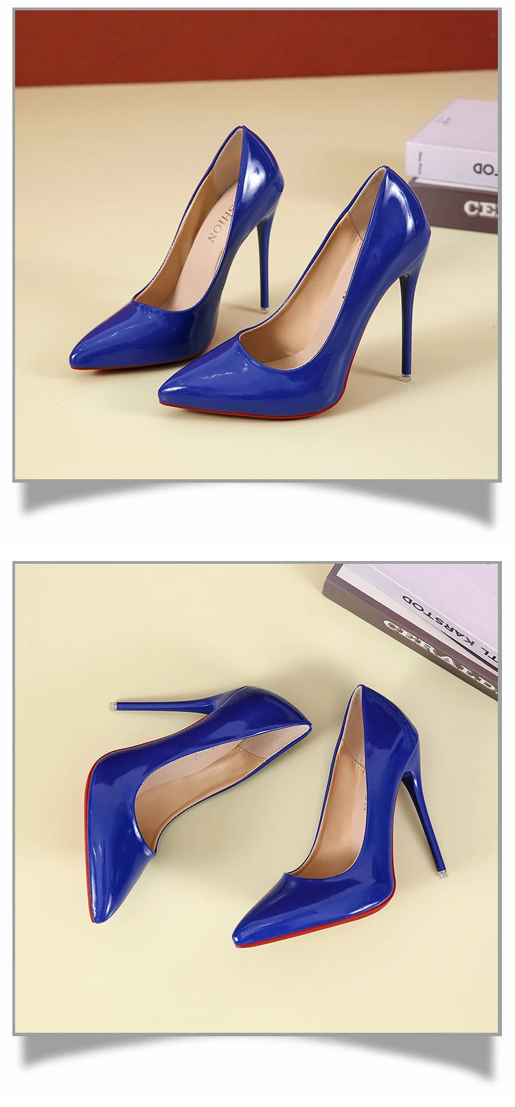 Temperament 12cm Super High Thin Heels Shoes Women Pumps Pointed Toe Colorful Patent Leather Stiletto Wedding Shoe Size 45