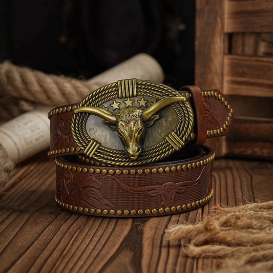 A men's and women's casual retro belt Western style! PU leather belt with metal buckle, suitable for daily work wear