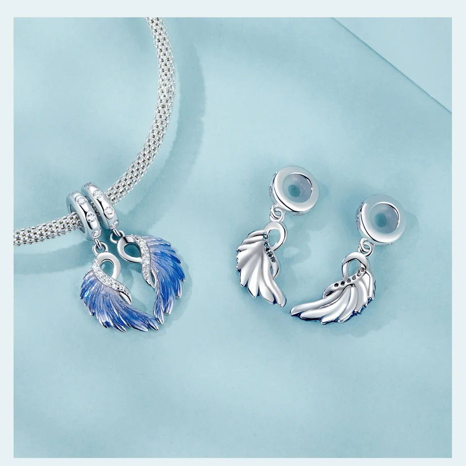 Bamoer  925 Sterling Silver Phoenix Pendant Dragon Charms Enamel Process Plated Platinuma Fit Women DIY Bracelet Fine Jewelry