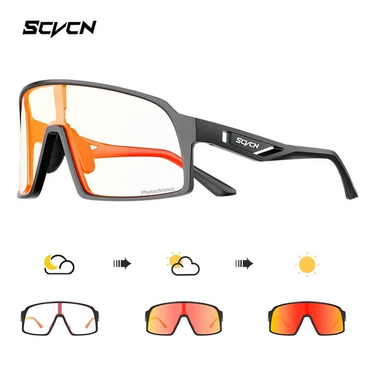 Scvcn Color Photochromic Sunglasses for Men Cycling GlassesWomen MTB Glasses Sports Hiking Running UV400 Lightweight Glasses