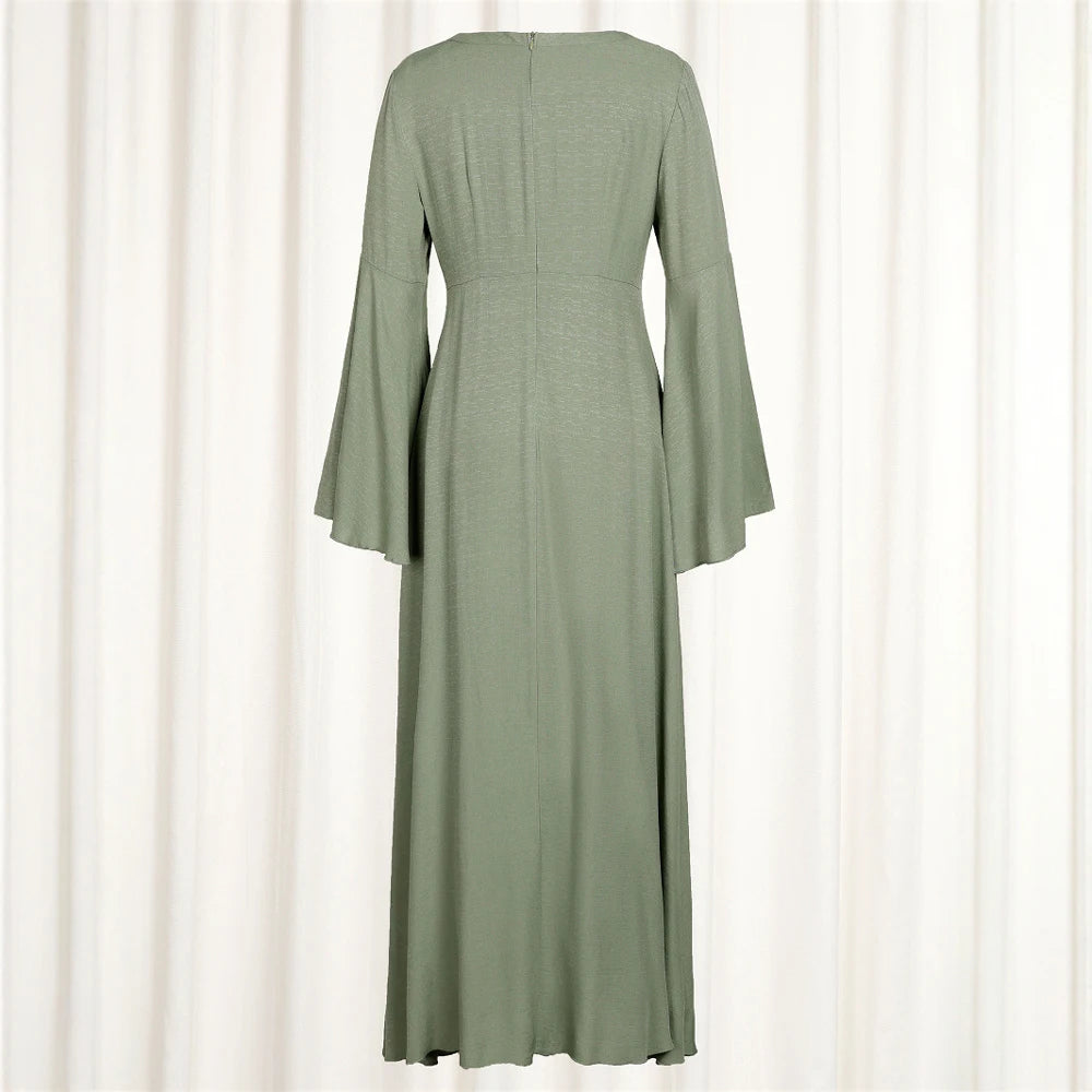 Rafiah Summer Dresses Comfortable Daily Solid Color Long Sleeve Square Neck Maxi Loose Fit Daily Long Dresses For Women