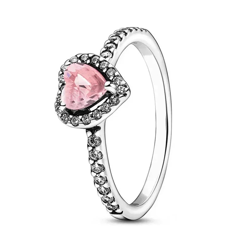 Original 925 Sterling Silver Rings For Women Flower Crown Love Heart Sun Moon Engagement Wedding Pink Bow Ring Luxury Jewelry