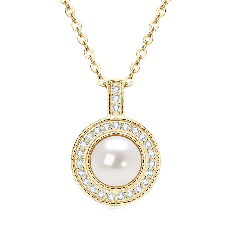 Lnngy Baroque Pearl Pendant Necklace S925 Sterling Silver Natural White Freshwater Pearl Necklace For Ladies Grace Jewelry Gift