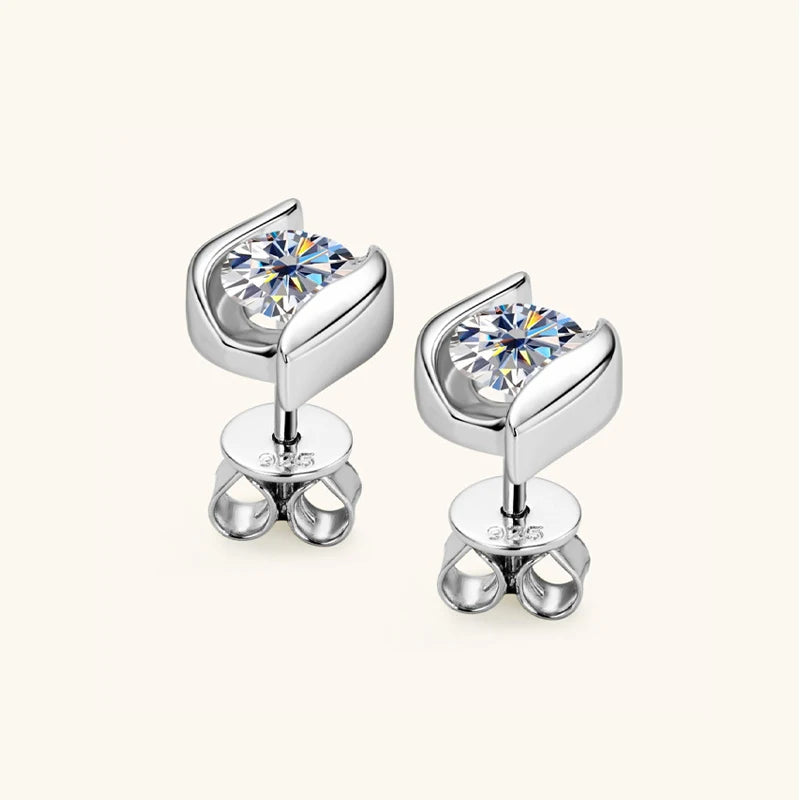 Sterling Silver 925 Real Moissanite Jewelry Set for Women 2.0ctw D Color Lab Diamond Stud Earrings Pendant Necklace Sets Gift