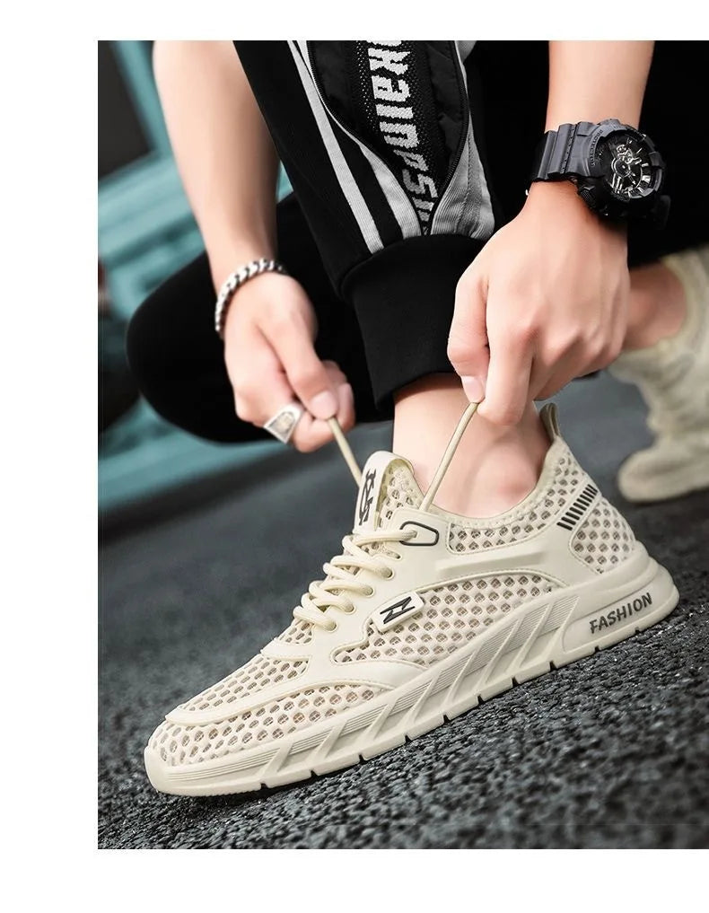 Men's Mesh Sneakers 2024 Summer Mesh Sports Breathable Casual Shoes Comfortable Men's Tennis Shoes Lightweight Running Shoes