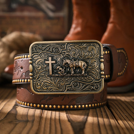 A casual and retro belt, a waist accessory for Western-style clothing, metal buckle, PU belt, suitable for both men and women