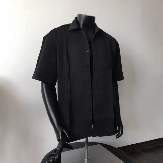 American casual full-print shirt men's Hawaii beach travel vacation short-sleeved shirt handsome casual Japanese style