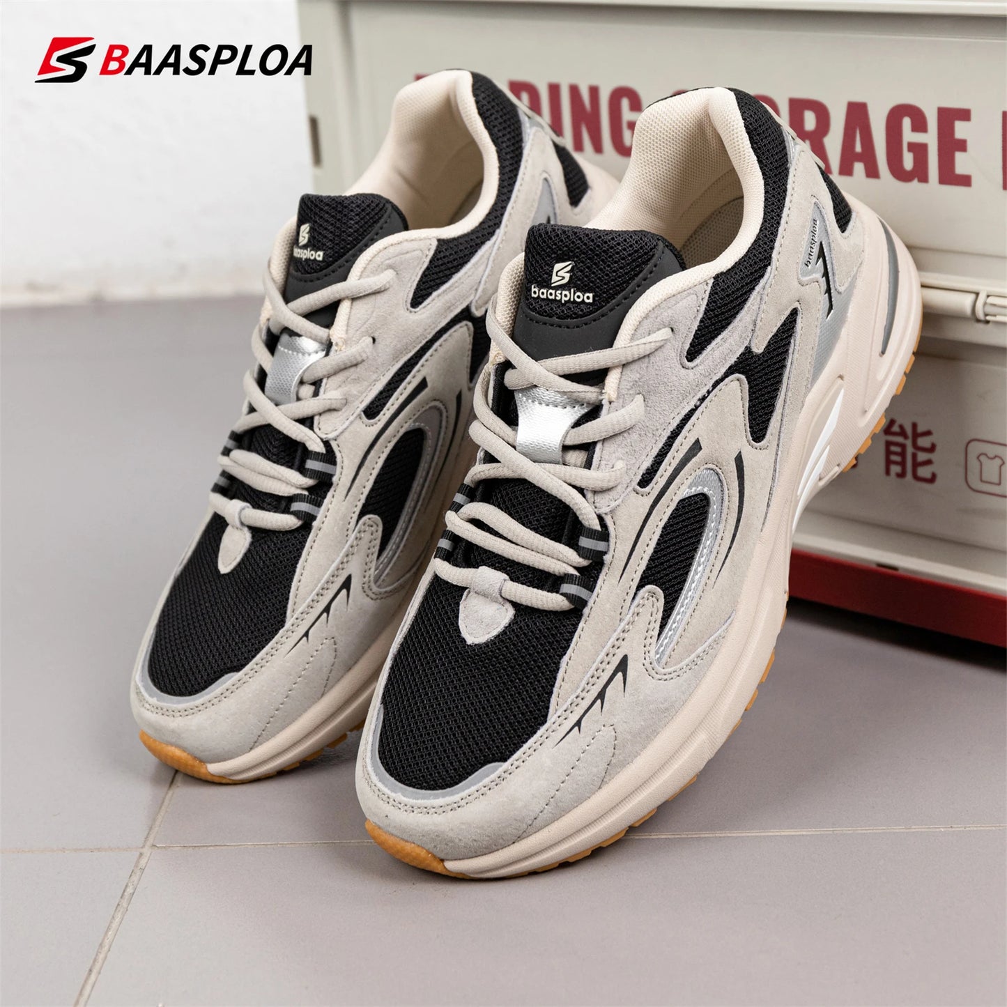 Baaslpoa New Men's Running Shoes Casual Mesh Fabric Breathable Non-Slip Walking Shoes Male Outdoor Basketball Sports Shoes
