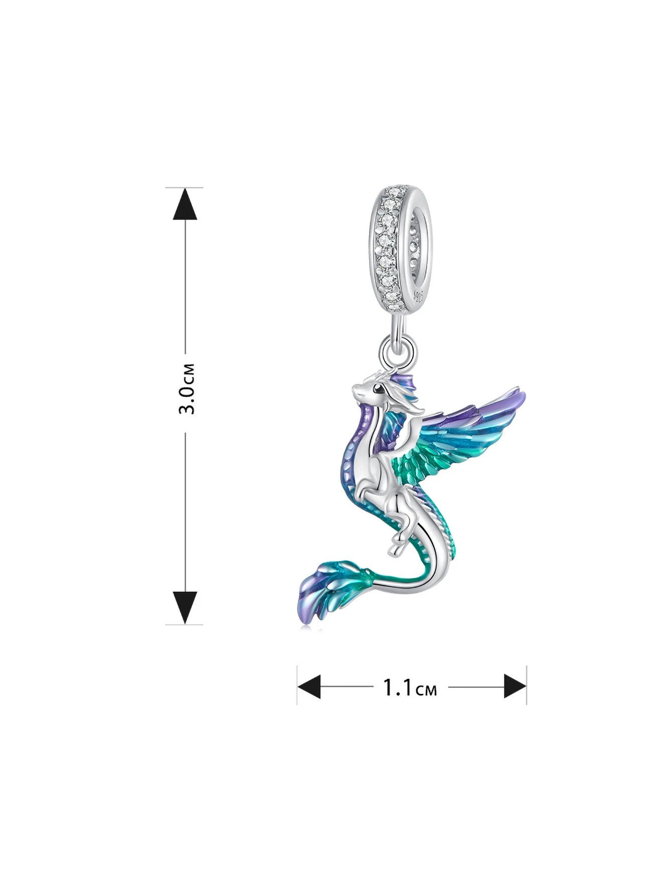 Bamoer  925 Sterling Silver Phoenix Pendant Dragon Charms Enamel Process Plated Platinuma Fit Women DIY Bracelet Fine Jewelry