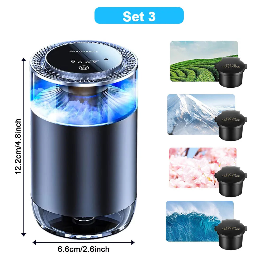 Caer Smart Car Air Freshener Rechargeable Cloud Mist Perfume Diffuser 3 Levels Adjustable Automobile Interior Humidifier Kit
