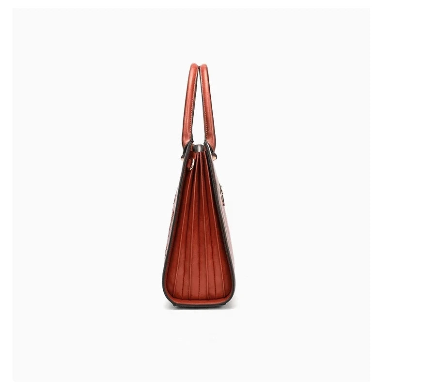 MOTAORA Vintage Embossed Women Shoulder Bag Leather Top-handle Bags Ladies Large Capacity Messenger Bags Floral Female Tote Bag