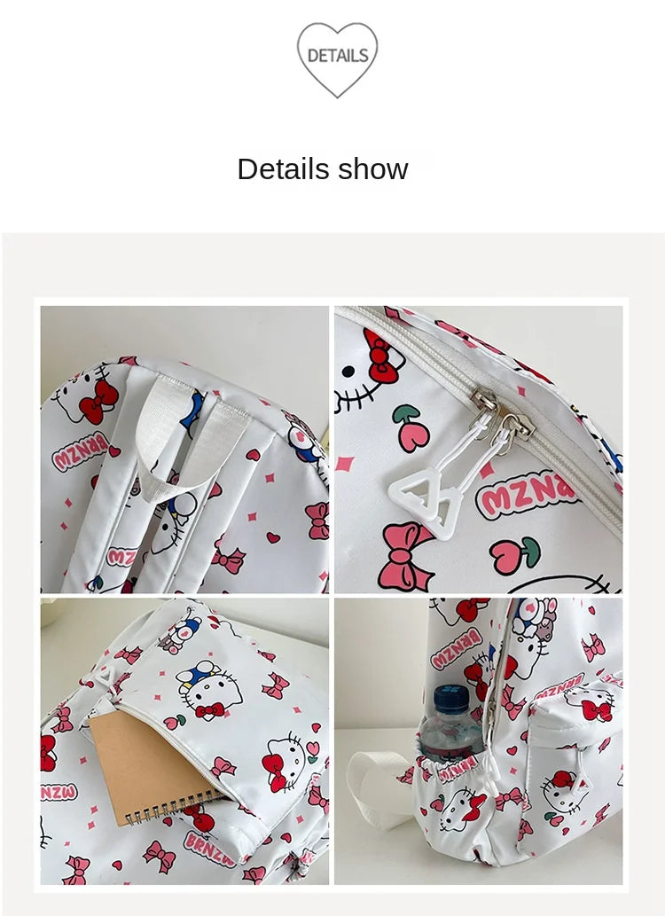 2024 Sanrio Cute Kuromi Melody Cinnamoroll Large Capacity Backpack Boys Girls Cartoon Hello Kitty Kawaii Canvas Schoolbag