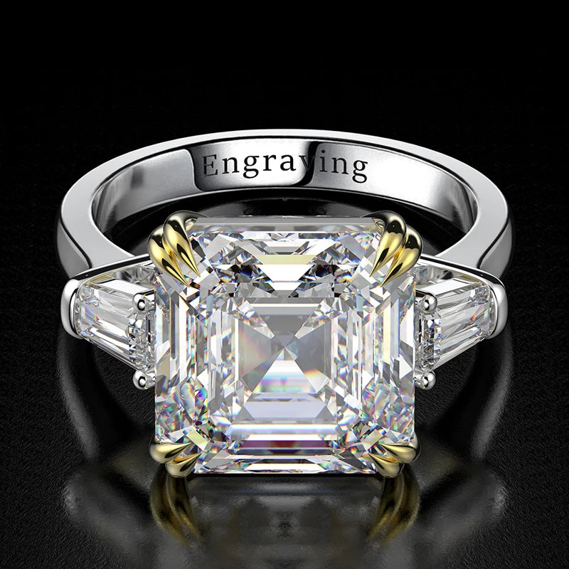 925 Sterling Silver Square Gemstone Ring – Citrine & Zircon Wedding/Engagement Design