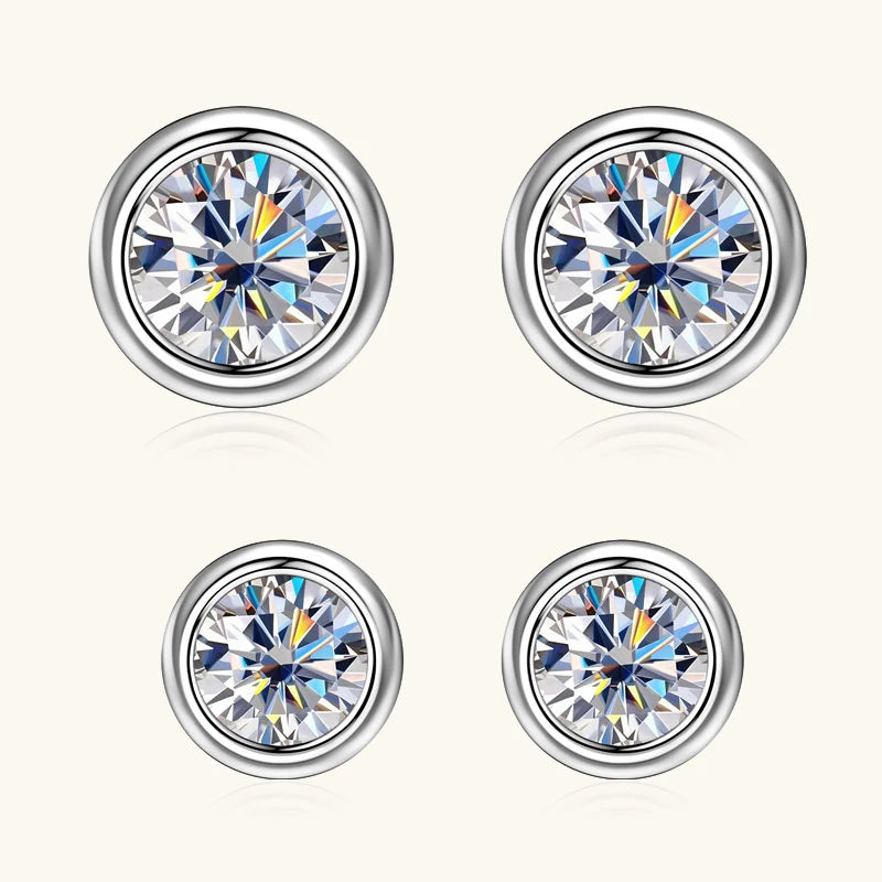 Lnngy GRA Certified 5mm/6.5mm Moissanite Earring 925 Sterling Silver Round Bubble Stud Earrings for Women Daily Jewelry Gift