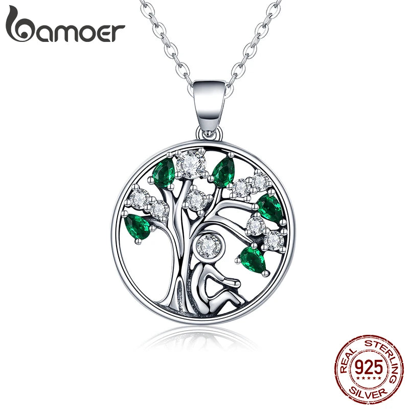 BAMOER 925 Sterling Silver Tree of Life Necklace for Women, 14K Gold Plated Lucky Tree Pendant Necklaces Jewelry for Girlfriend