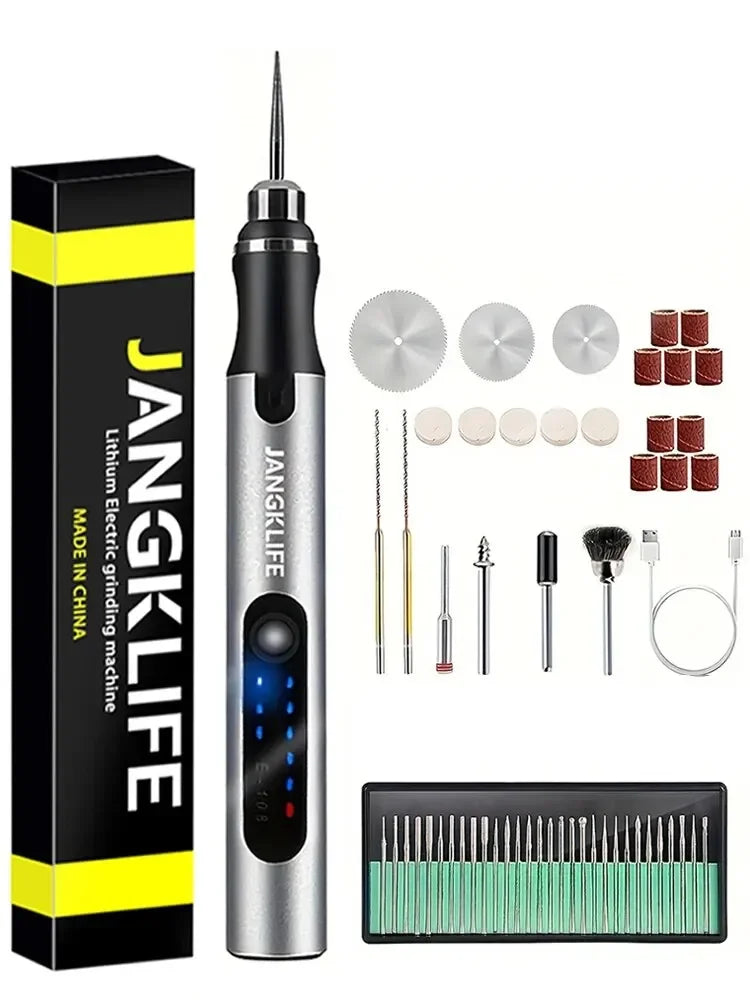 مجموعة أدوات دوارة لاسلكية بمنفذ USB من JANGKLIFE، قلم نقش للأعمال الخشبية، للمجوهرات، المعادن، الزجاج، مثقاب لاسلكي صغير