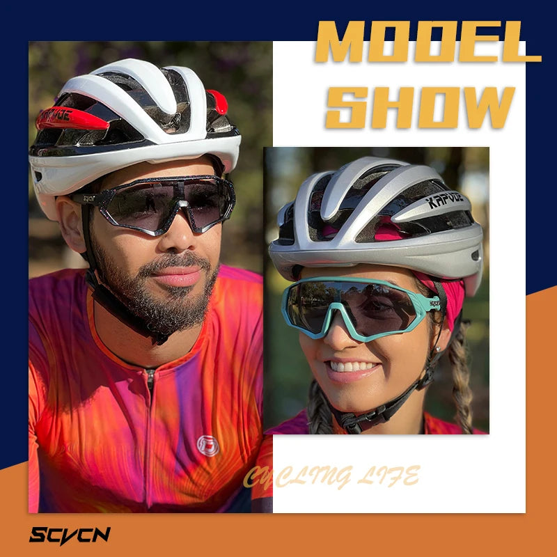 SCVCN Cycling Glasses Road Bike Eyewear Men Sports Eyewear Women Outdoor Goggles UV400 Bicycle Cycling Photochromic Sunglasses