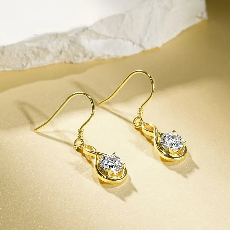 Lnngy 925 Sterling Silver Drop Earring Certified 6.5mm Moissanite Dangle Earring With GRA for Women Beautiful Jewelry Gift