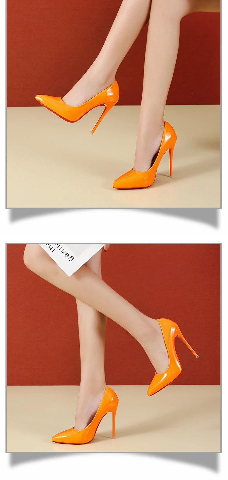 Temperament 12cm Super High Thin Heels Shoes Women Pumps Pointed Toe Colorful Patent Leather Stiletto Wedding Shoe Size 45