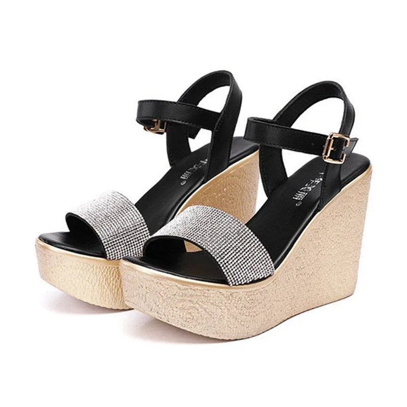 Women’s Luxury Rhinestone Super High Heel Sandals – Peep Toe, 11 cm Heel