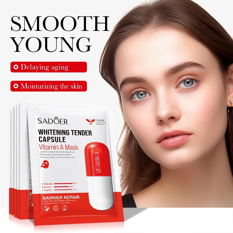 10PCS Vitamin A Anti Oxidation Capsule red Facial Mask Even Smooth Skin Tone, Moisturizing Delicate Skin Care Improve roughness