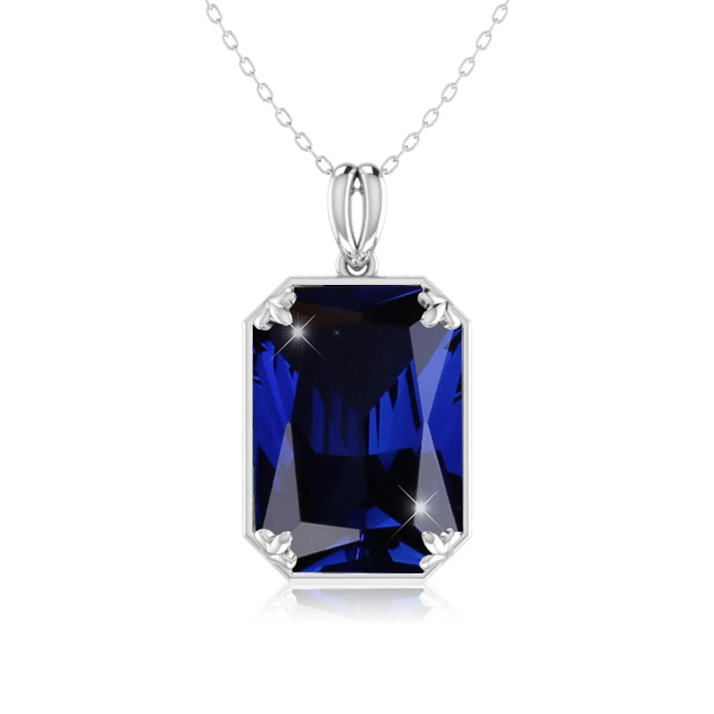 Real 925 Sterling Silver Aquamarine Necklace Pendant Anniversary Banquet Accessories Woman Fine Jewelry 2022 New Without Chain