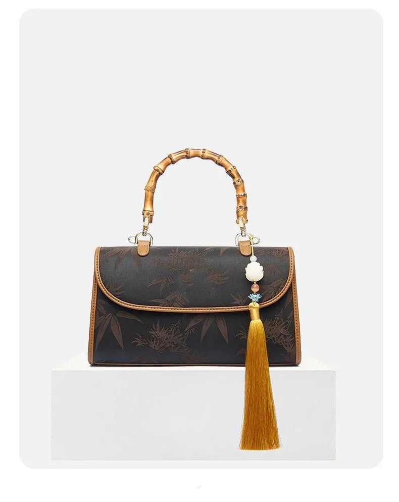 Mulberry silk women's bag new retro Chinese style bamboo cheongsam atmosphere middle-aged mother bag handbag