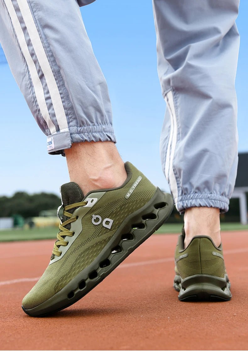 Men's Cushioned Running Shoes Energy Return Breathable Knit Arch Support Shock Absorption Marathon Women Casual Sneakers