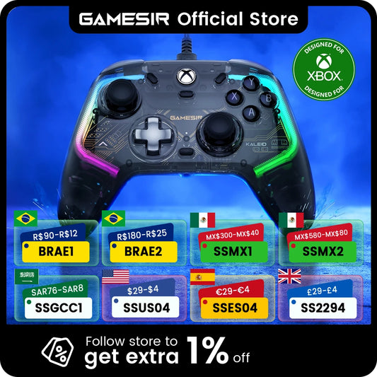GameSir Kaleid Xbox Controller Wired Gamepad for Xbox Series X, Xbox Series S, Xbox One game console, with Hall Effect Joystick