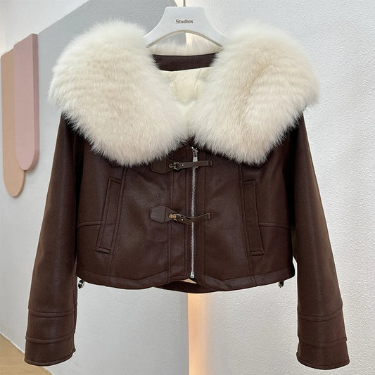 2023 New Fashion Womens Puffer Jackets Winter Natural Fox Fur Collar Goose Down Jackets Parkas Luxury Clothing