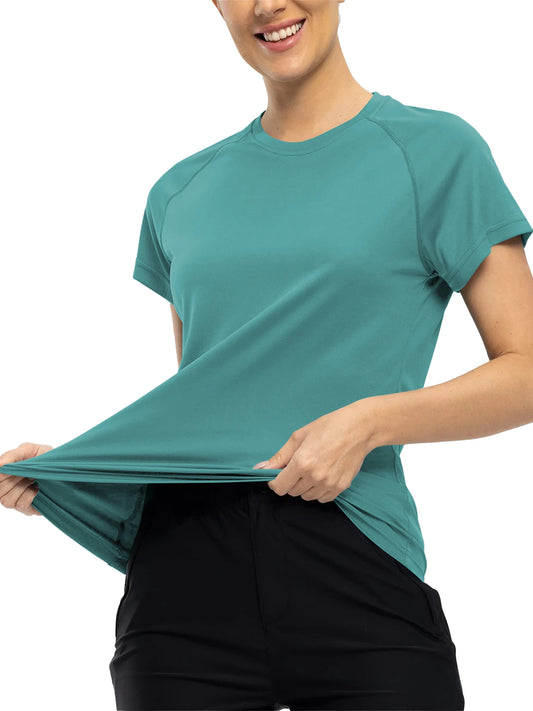 Women’s  Quick Dry Short Sleeve Resilience Gym Sports Moisture Wicking Round Neck T-Shirt Training Exercise Gym Sport Shirt