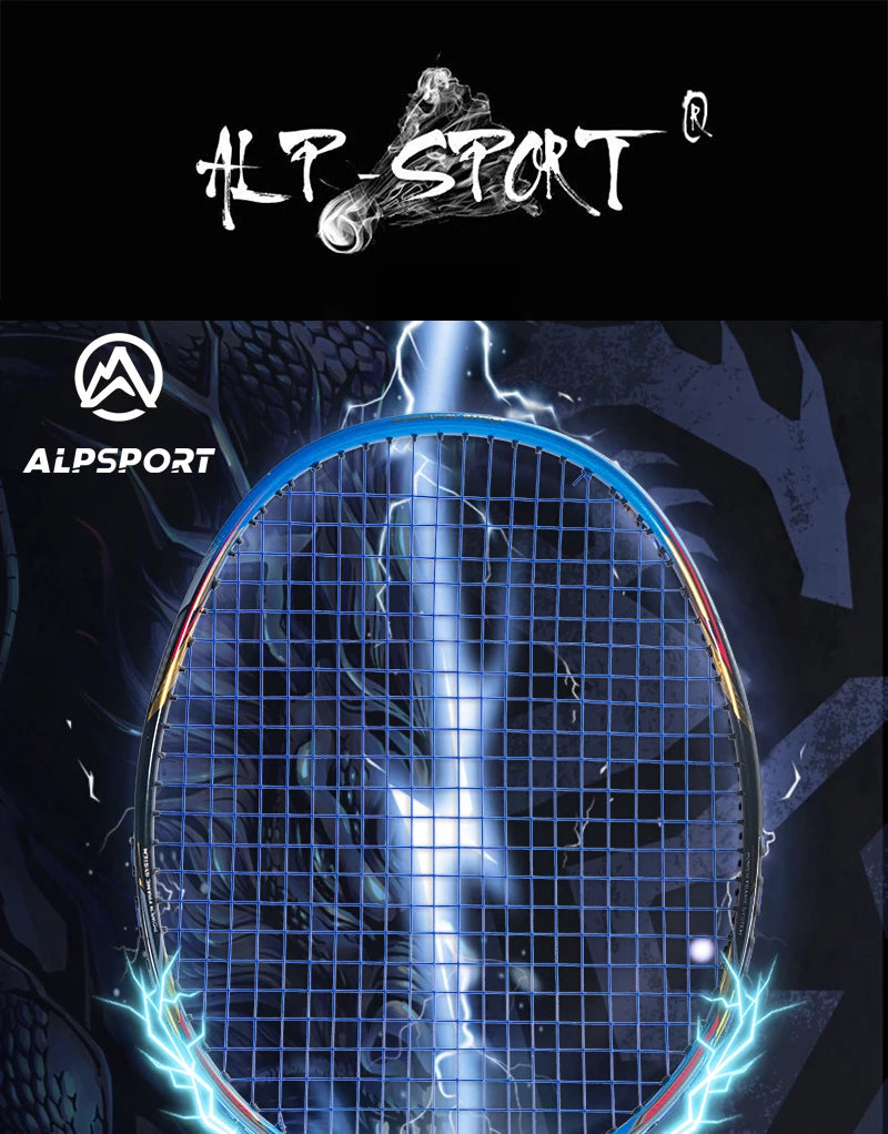 Alpsport AIR 10U Badminton Racket 52g Ultralight, HM Carbon Fiber & Titanium, 28lbs Fast Rebound for Pro Players