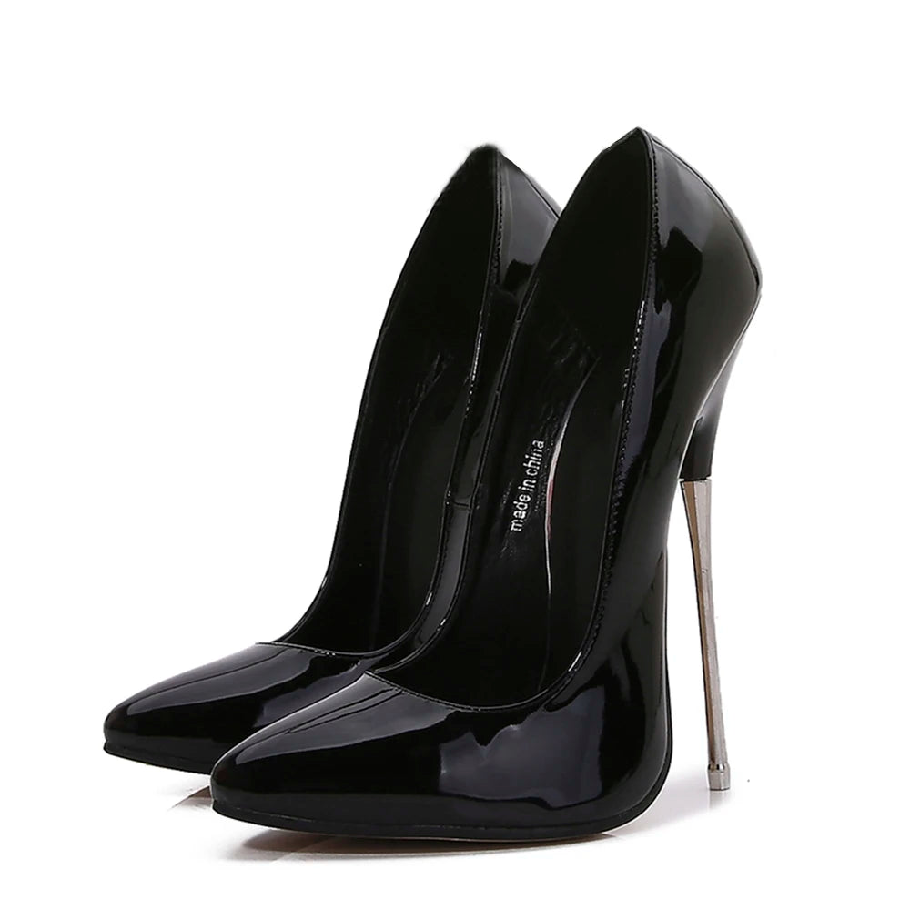 16cm Extreme High Heels All Red Stilettos Sexy Women Black Pumps Fetish Silver Model Party Unisex Shoes Crossdresser Plus Size46