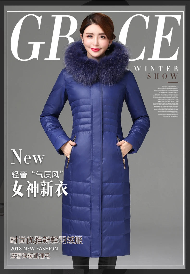 Shengyu Boya Middle-Aged and Elderly Over-The-Knee Long down Jacket Women's Jacket Thickeneded Mother's Fitted Jacket New Style
