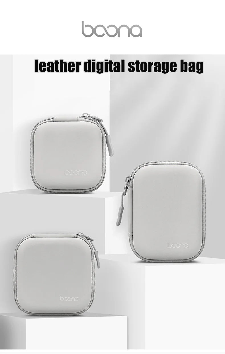 Portable Mini Hard Shell Digital Gadgets Storage Bag Artificial Leather Earphone Charger Case Data Cable U Disk Organizer